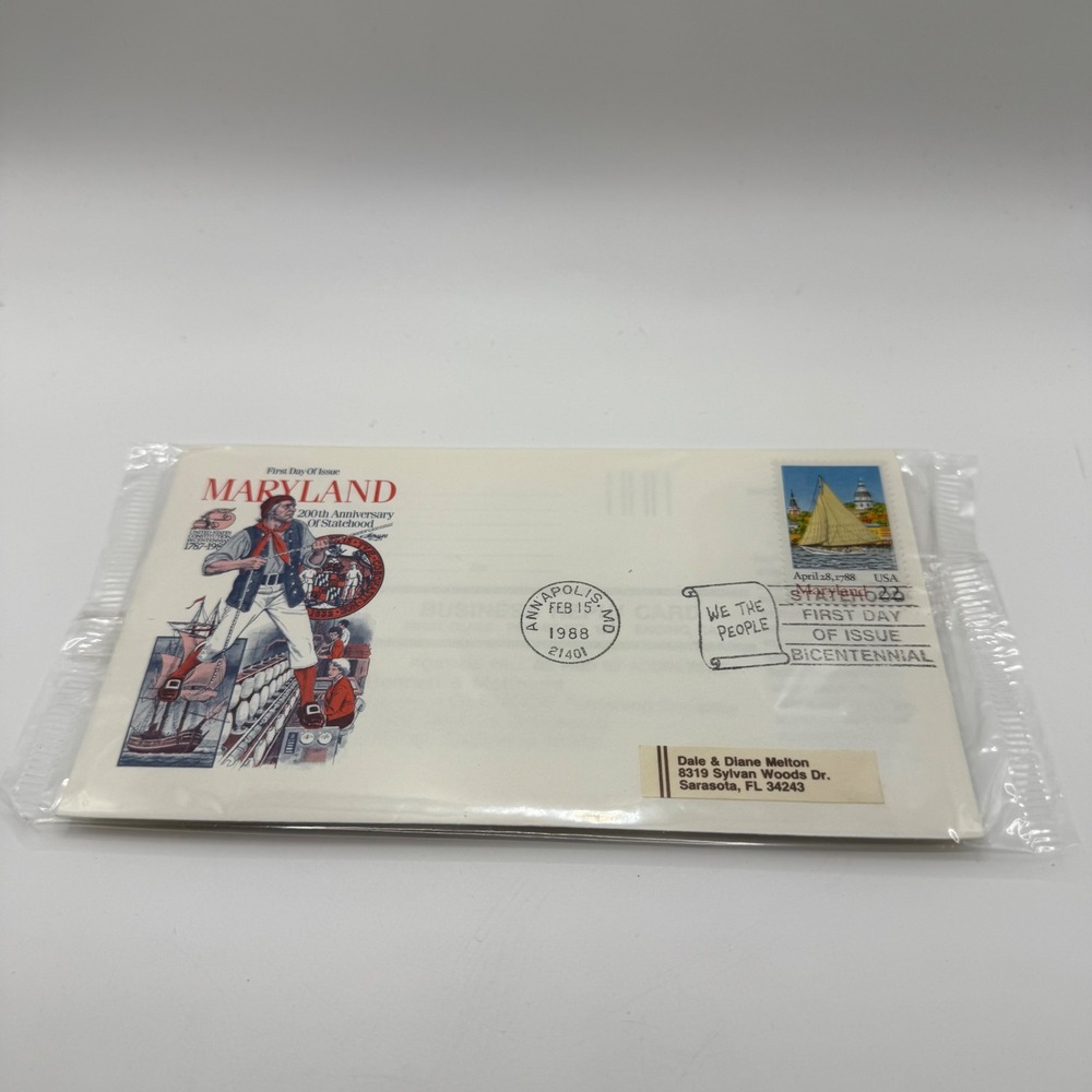 Maryland 200th Anniversary Statehood First Day Cover FDC Feb 15 1988 Annapolis